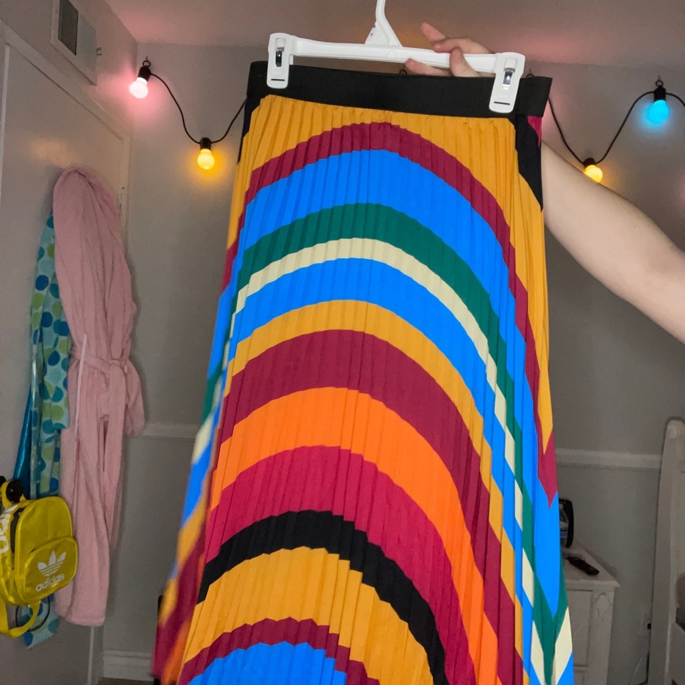 Multicolored long flared skirt
